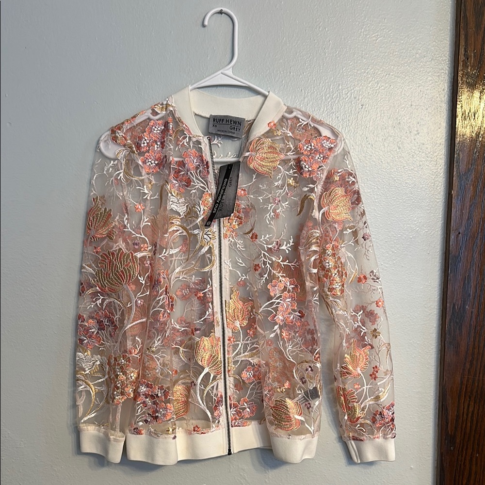 NWT Ruff Hewn - Sheer Floral Design Jacket, size XS
